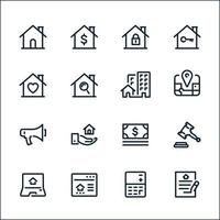 iconos inmobiliarios con fondo blanco vector