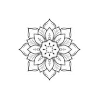 estilo floral mandala mínimo, patrón oriental mandala vectorial, elemento decorativo dibujado a mano. diseño único con flor de pétalo. concepto de relajación y uso de la meditación para el libro del logotipo de la página vector