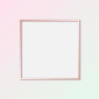 Vector pink gold Gallery Frame, Mock up pastel frame screen template with blank cover, square frame on pink and green pastel background