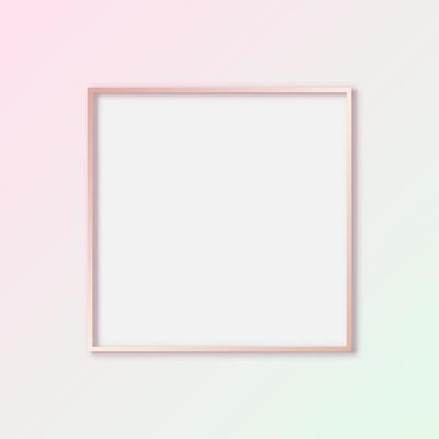 Vector pink gold Gallery Frame, Mock up pastel frame screen template with blank cover, square frame on pink and green pastel background
