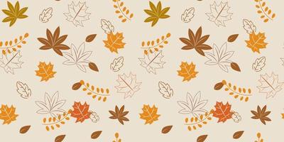 fondo de patrón de otoño sin costuras, otoño de flores florales vectoriales, elemento decorativo dibujado a mano, fondos y papeles pintados sin costuras para tela, embalaje, impresión decorativa, textil vector