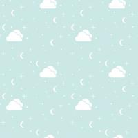 Seamless white sky pattern background, Vector sky icon and star moon, Seamless backgrounds and wallpapers for fabric, packaging, Decorative print, Textile, repeating pattern