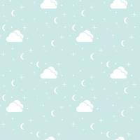 Seamless white sky pattern background, Vector sky icon and star moon, Seamless backgrounds and wallpapers for fabric, packaging, Decorative print, Textile, repeating pattern