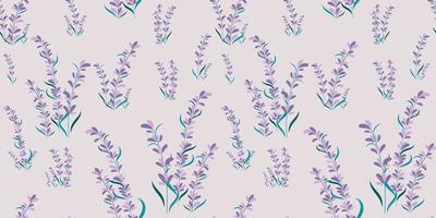 Seamless floral lavender pattern background, Vector lavender and leaf, Hand drawn decorative element, Seamless backgrounds and wallpapers for fabric, packaging, Decorative print, Textile
