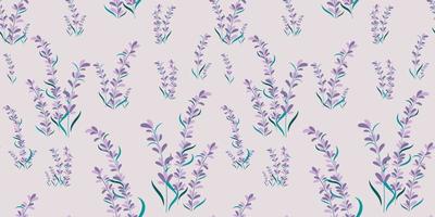 fondo de patrón de lavanda floral transparente, lavanda vectorial y hoja, elemento decorativo dibujado a mano, fondos y papeles pintados sin costura para tela, embalaje, impresión decorativa, textil vector