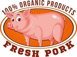 Pig cartoon character logo for pork products vector