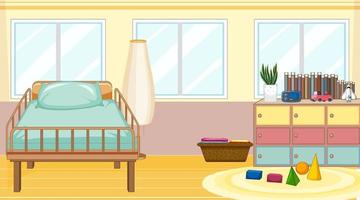 escena de la habitación con cama y libros vector