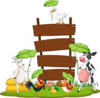 Empty banner template with farm animals vector