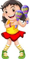 Cute girl holding maracas cartoon character vector