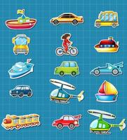Sticker set of different vehicles vector