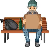 Homeless old man cartoon character vector