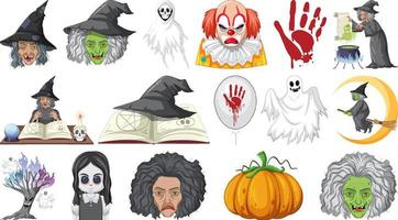 conjunto de halloween con monstruos aterradores vector