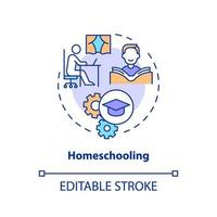 Homeschooling concept icon. Remote education. Lifelong learning contexts abstract idea thin line illustration. Isolated outline drawing. Editable stroke. vector