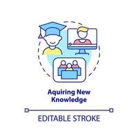 Acquiring new knowledge concept icon. Online course. Lifelong learning examples abstract idea thin line illustration. Isolated outline drawing. Editable stroke. vector