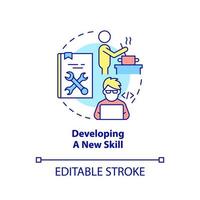 Developing new skill concept icon. Hobby and career. Lifelong learning examples abstract idea thin line illustration. Isolated outline drawing. Editable stroke.