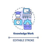 Knowledge work concept icon. Professional growth. Lifelong learning contexts abstract idea thin line illustration. Isolated outline drawing. Editable stroke.