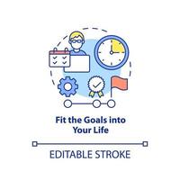 Fit goals into your life concept icon. Adopting lifelong learning abstract idea thin line illustration. Isolated outline drawing. Editable stroke. vector
