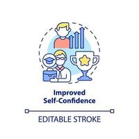 Improved self confidence concept icon. Lifelong education benefits abstract idea thin line illustration. Isolated outline drawing. Editable stroke. vector