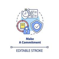 Make commitment concept icon. Motivation to study. Adopting lifelong learning abstract idea thin line illustration. Isolated outline drawing. Editable stroke. vector