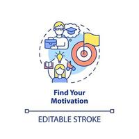 Find your motivation concept icon. Personal interests. Adopting lifelong learning abstract idea thin line illustration. Isolated outline drawing. Editable stroke. vector