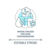 Water checker for lead contamination turquoise concept icon. Protect drinking water abstract idea thin line illustration. Isolated outline drawing. Editable stroke. vector