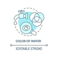 Color of water turquoise concept icon. Water quality testing abstract idea thin line illustration. Visual assessment. Isolated outline drawing. Editable stroke. vector