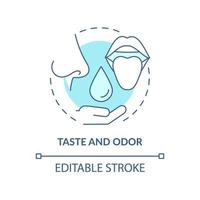 Taste and odor turquoise concept icon. Water quality analysis abstract idea thin line illustration. Tasteless liquid. Isolated outline drawing. Editable stroke. vector