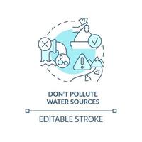 Dont pollute water sources turquoise concept icon. Litter prevention abstract idea thin line illustration. Hazardous waste. Isolated outline drawing. Editable stroke. vector