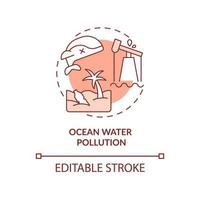 Ocean water pollution terracotta concept icon. Damaged ecosystem abstract idea thin line illustration. Water contamination. Isolated outline drawing. Editable stroke. vector