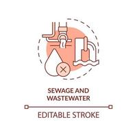 Sewage and wastewater terracotta concept icon. Environmental effects abstract idea thin line illustration. Isolated outline drawing. Editable stroke. vector