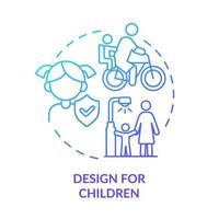 Design for children blue gradient concept icon. Comfortable city infrastructure for junior citizens abstract idea thin line illustration. Isolated outline drawing. vector