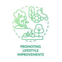 Promoting lifestyle improvements green gradient concept icon. Areas for activities. Urban comfort ideas abstract idea thin line illustration. Isolated outline drawing. vector