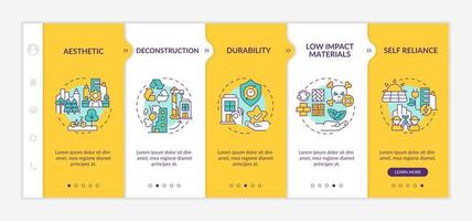 Sustainable city design yellow onboarding template. Urban planning innovations. Responsive mobile website with linear concept icons. Web page walkthrough 5 step screens.