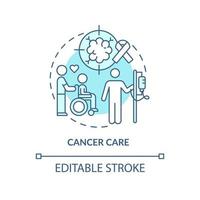 Cancer care turquoise concept icon. Oncology treatment. Medical center service abstract idea thin line illustration. Isolated outline drawing. Editable stroke. vector