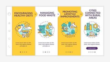 Urban comfort ideas yellow onboarding template. Higher life quality. Responsive mobile website with linear concept icons. Web page walkthrough 4 step screens. vector