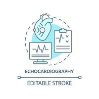 Echocardiography turquoise concept icon. Heart ultrasound research. Diagnostic image abstract idea thin line illustration. Isolated outline drawing. Editable stroke. vector