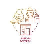 Living in poverty red gradient concept icon. Lack of money and nutrition. Risk factors of conduct disorder abstract idea thin line illustration. Isolated outline drawing. vector