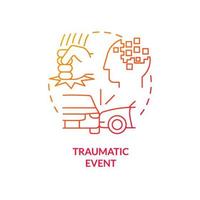 Traumatic event red gradient concept icon. Prolonged abuse and violence. Mental health. Risk factors abstract idea thin line illustration. Isolated outline drawing. vector