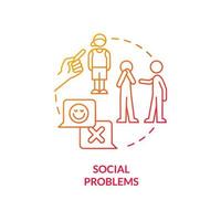 Social problems red gradient concept icon. Coevals rejection. Adolescence issues. Risk factors abstract idea thin line illustration. Isolated outline drawing. vector