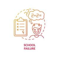 School failure red gradient concept icon. Poor academic performance. Risk factors of conduct disorder abstract idea thin line illustration. Isolated outline drawing. vector