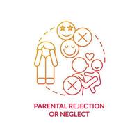 Parental rejection and neglect red gradient concept icon. Withdrawal of love, warmth. Risk factors abstract idea thin line illustration. Isolated outline drawing. vector