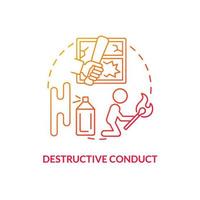 Destructive conduct red gradient concept icon. Groups of behaviors. Mental issue. Conduct disorder abstract idea thin line illustration. Isolated outline drawing. vector