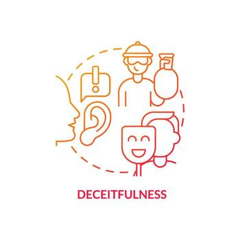 Deceitfulness red gradient concept icon. Groups of behaviors. Mental issue. Conduct disorder abstract idea thin line illustration. Isolated outline drawing. vector