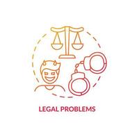 Legal problems red gradient concept icon. Law breaking. Mental issue. Effects of conduct disorder abstract idea thin line illustration. Isolated outline drawing. vector