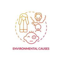 Environmental causes red gradient concept icon. Strass and trauma. Conduct disorder causes abstract idea thin line illustration. Isolated outline drawing. vector