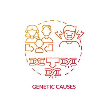 Genetic causes red gradient concept icon. Inherited illness. Mental issue. Conduct disorder causes abstract idea thin line illustration. Isolated outline drawing. vector