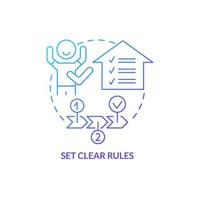 Set clear rules blue gradient concept icon. Realistic rules. Tips for parents. Conduct disorder abstract idea thin line illustration. Isolated outline drawing. vector