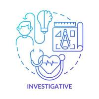 Investigative occupation blue gradient concept icon. Problem solving abstract idea thin line illustration. Medical researcher. Critical thinking. Isolated outline drawing. vector