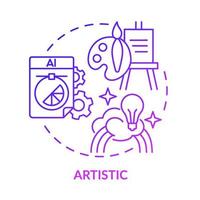 Artistic occupation purple gradient concept icon. Work environment abstract idea thin line illustration. Artistic abilities. Creating crafts, music. Isolated outline drawing. vector