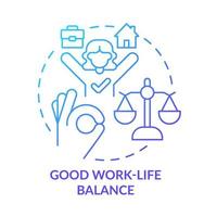 Good work-life balance blue gradient concept icon. Achieving healthy stability between job and home abstract idea thin line illustration. Isolated outline drawing. vector